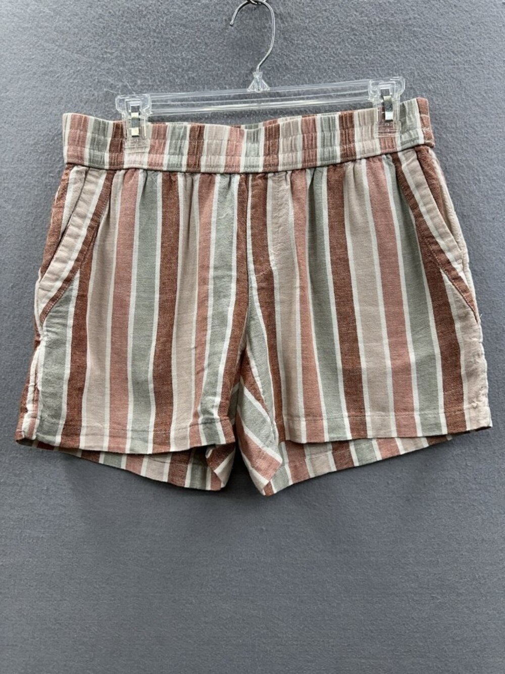 Sonoma Shorts Women Size S Linen Blend Striped Boho Coastal Preppy Summer Beach